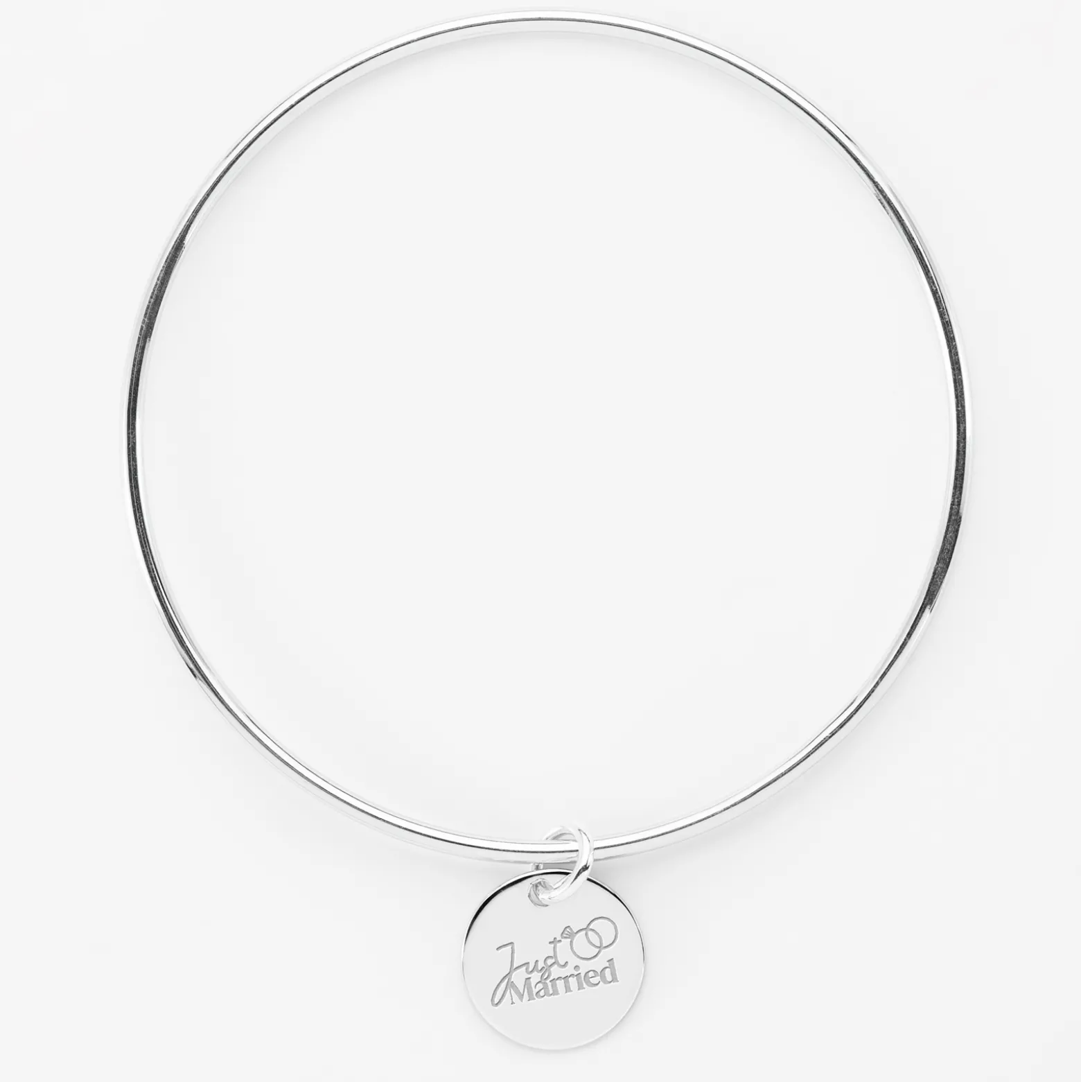 Bracelet Mariée personnalisé jonc argent médaille gravée 15 mm