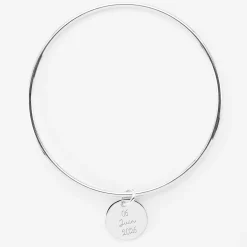 Bracelet Mariée personnalisé jonc argent médaille gravée 15 mm