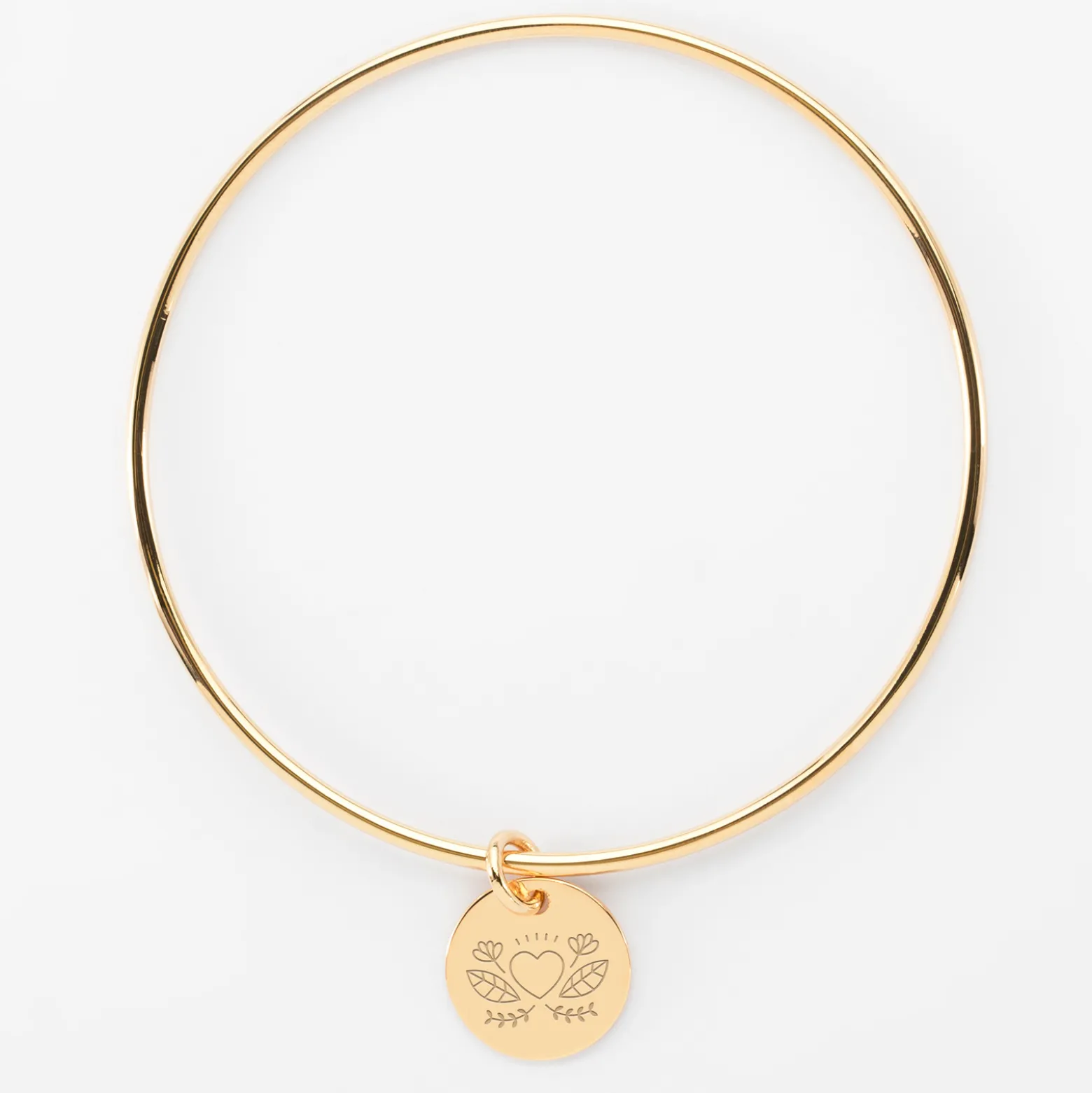 Bracelet Mariée personnalisé jonc plaqué or médaille gravée 15 mm