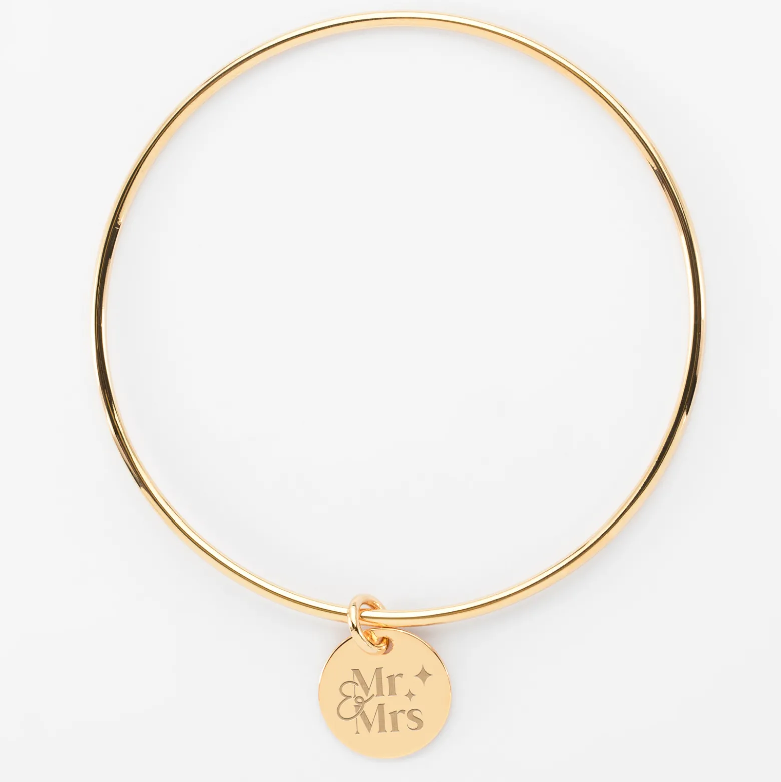 Bracelet Mariée personnalisé jonc plaqué or médaille gravée 15 mm