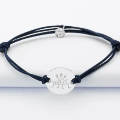 Bracelet Meilleur papa cordon doublé médaille gravée argent 2 trous 20 mm