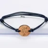 Bracelet papa homme médaille gravée bois ronde 21 mm - Edition spéciale "Chef de tribu"