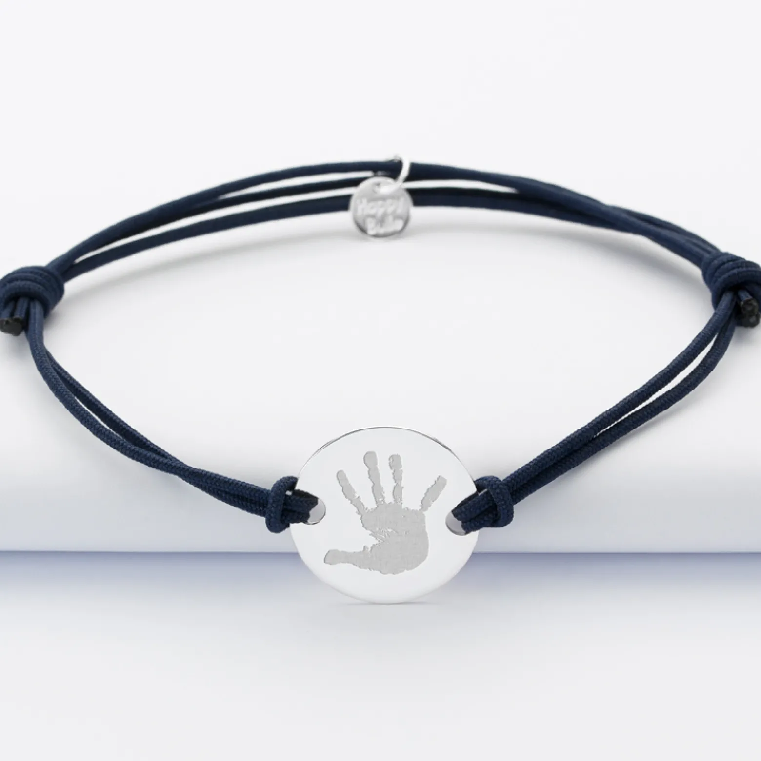 Bracelet Papa personnalisé cordon doublé médaille gravée argent 2 trous 20 mm