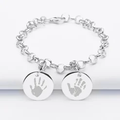 Bracelet personnalisé 2 charms gravés argent 17mm