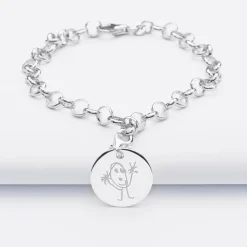Bracelet personnalisé 1 charm gravé argent 17mm