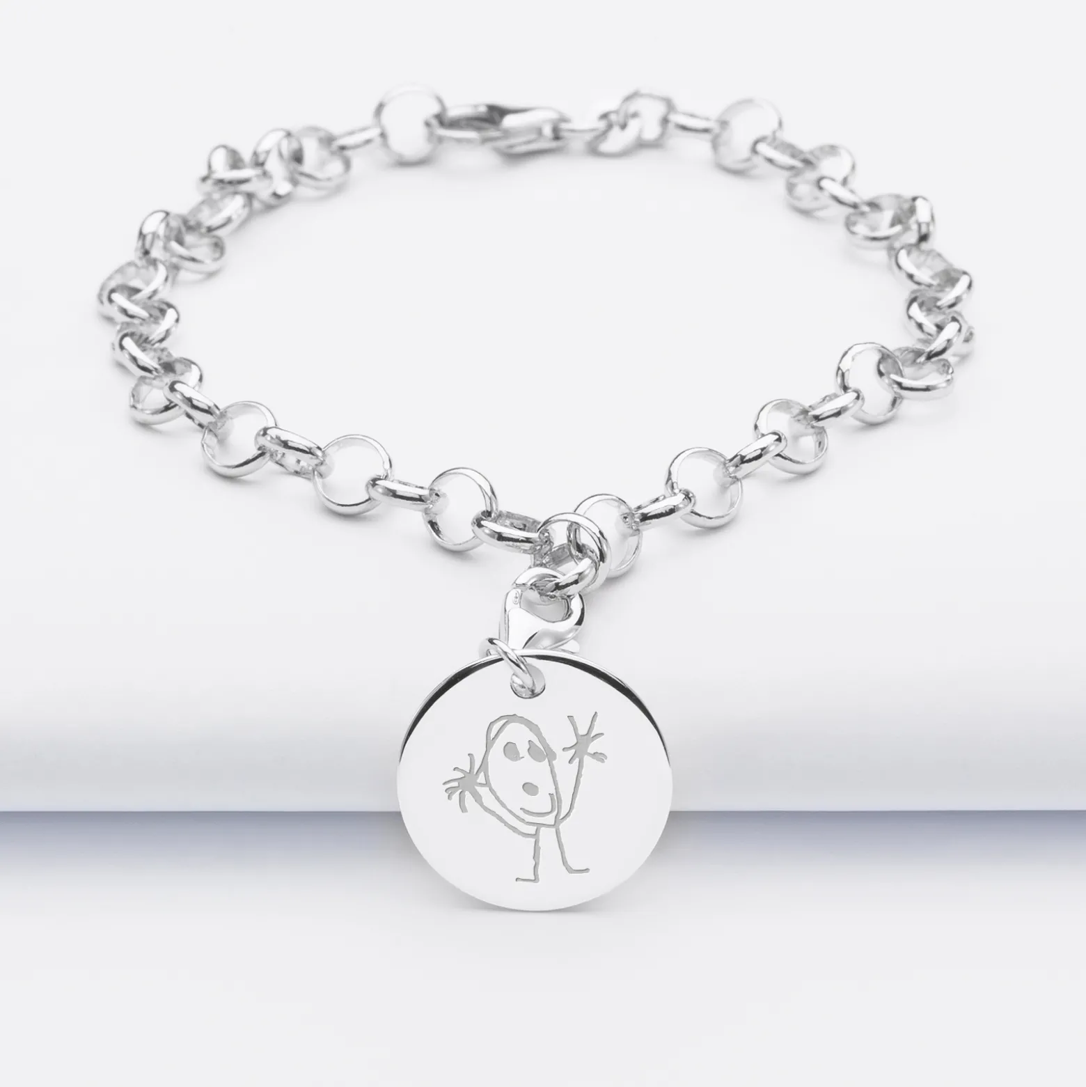 Bracelet personnalisé 1 charm gravé argent 17mm