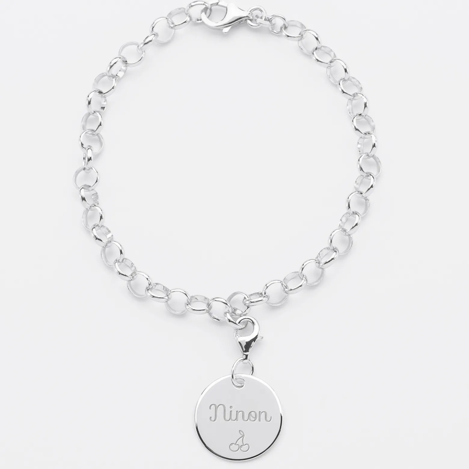 Bracelet personnalisé 1 charm gravé argent 17mm