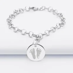 Bracelet personnalisé 1 charm gravé argent 17mm