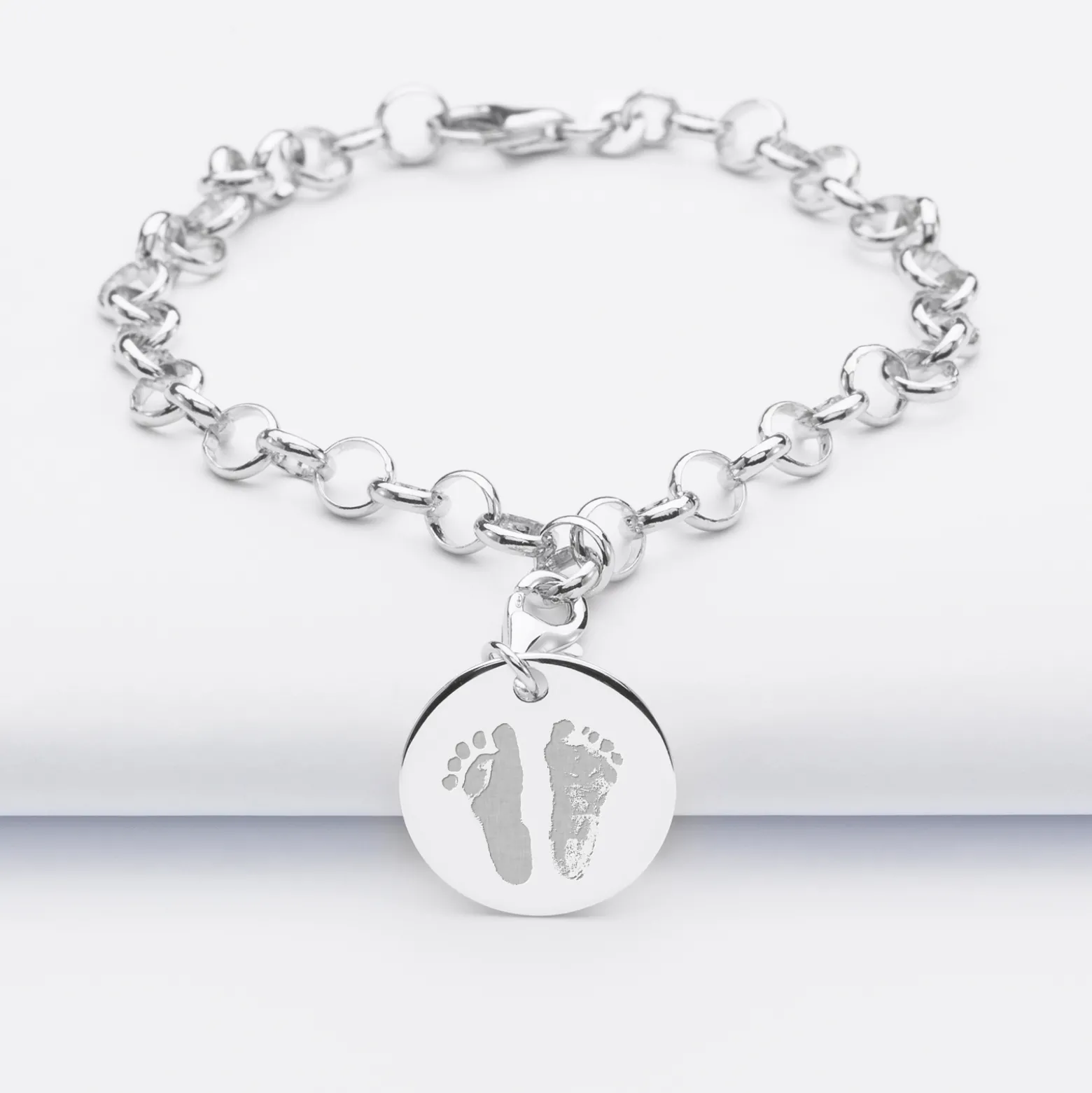 Bracelet personnalisé 1 charm gravé argent 17mm