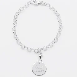 Bracelet personnalisé 1 charm gravé argent 17mm