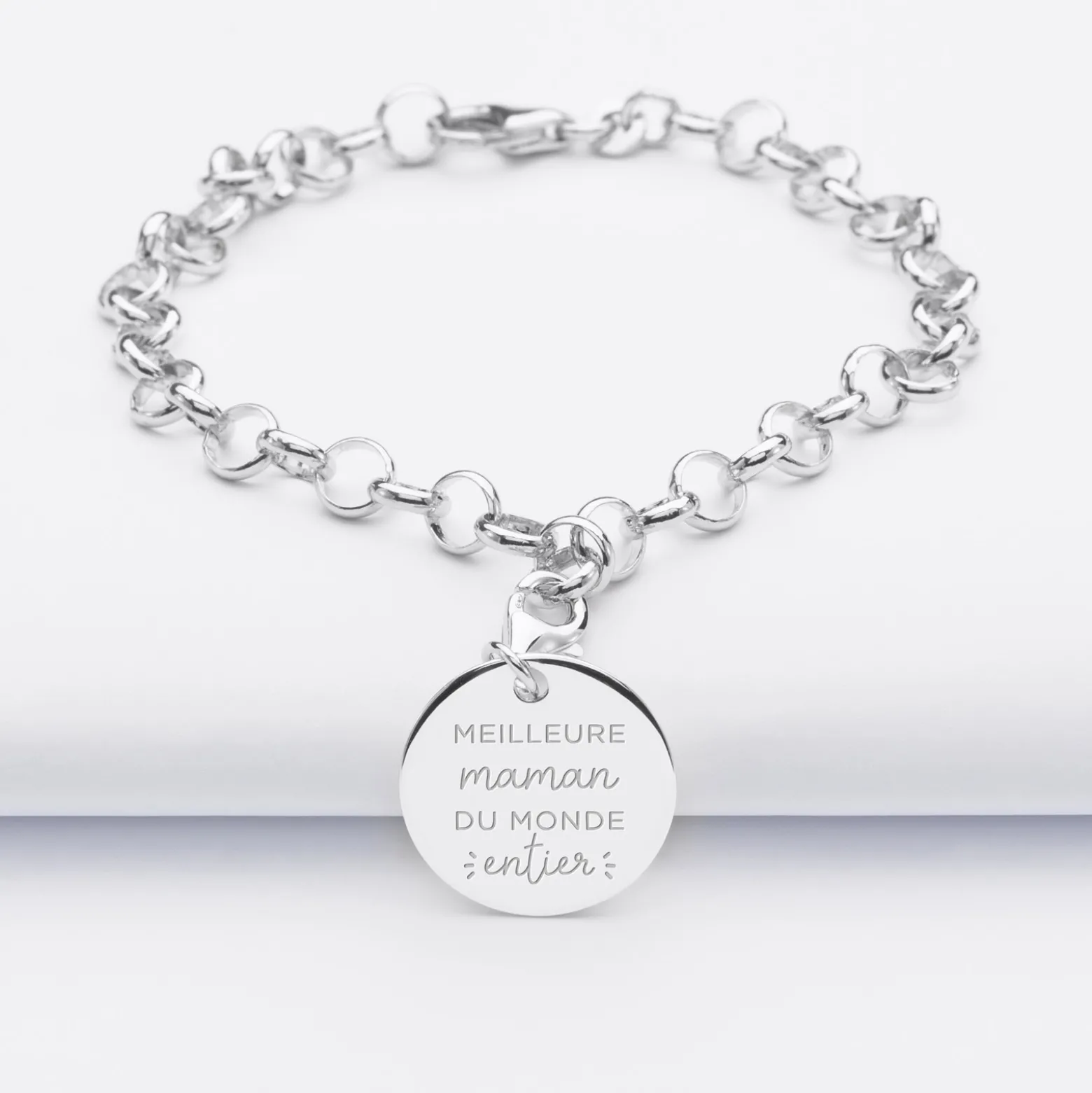 Bracelet personnalisé 1 charm gravé argent 17mm