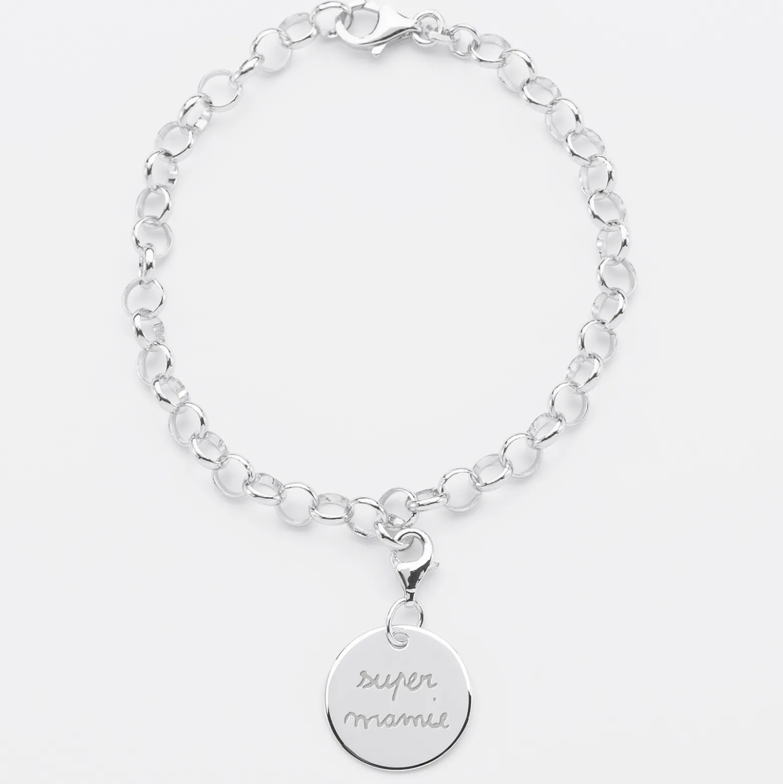 Bracelet personnalisé 1 charm gravé argent 17mm