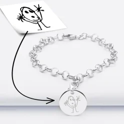 Bracelet personnalisé 1 charm gravé argent 17mm