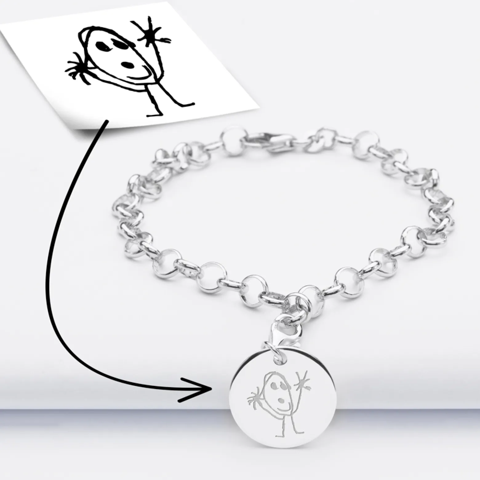 Bracelet personnalisé 1 charm gravé argent 17mm