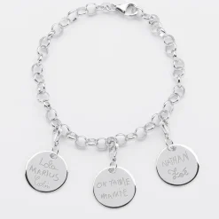 Bracelet personnalisé 3 charms gravés argent 17mm