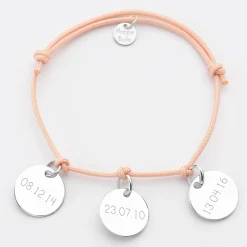 Bracelet personnalisé 3 médailles gravées argent 15 mm
