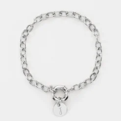 Bracelet personnalisé chaine fermoir marin médaille gravée argent 10 mm