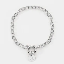 Bracelet personnalisé chaine fermoir marin médaille gravée argent 10 mm