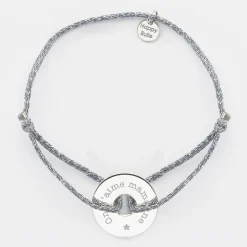 Bracelet personnalisé cordon pailleté médaille gravée argent cible 20 mm