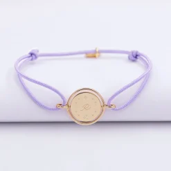 Bracelet personnalisé cordon médaille réversible Eternelle gravée plaqué or 2 trous 16 mm - HappyBulle x Capucine