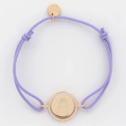 Bracelet personnalisé cordon médaille réversible Eternelle gravée plaqué or 2 trous 16 mm - HappyBulle x Capucine