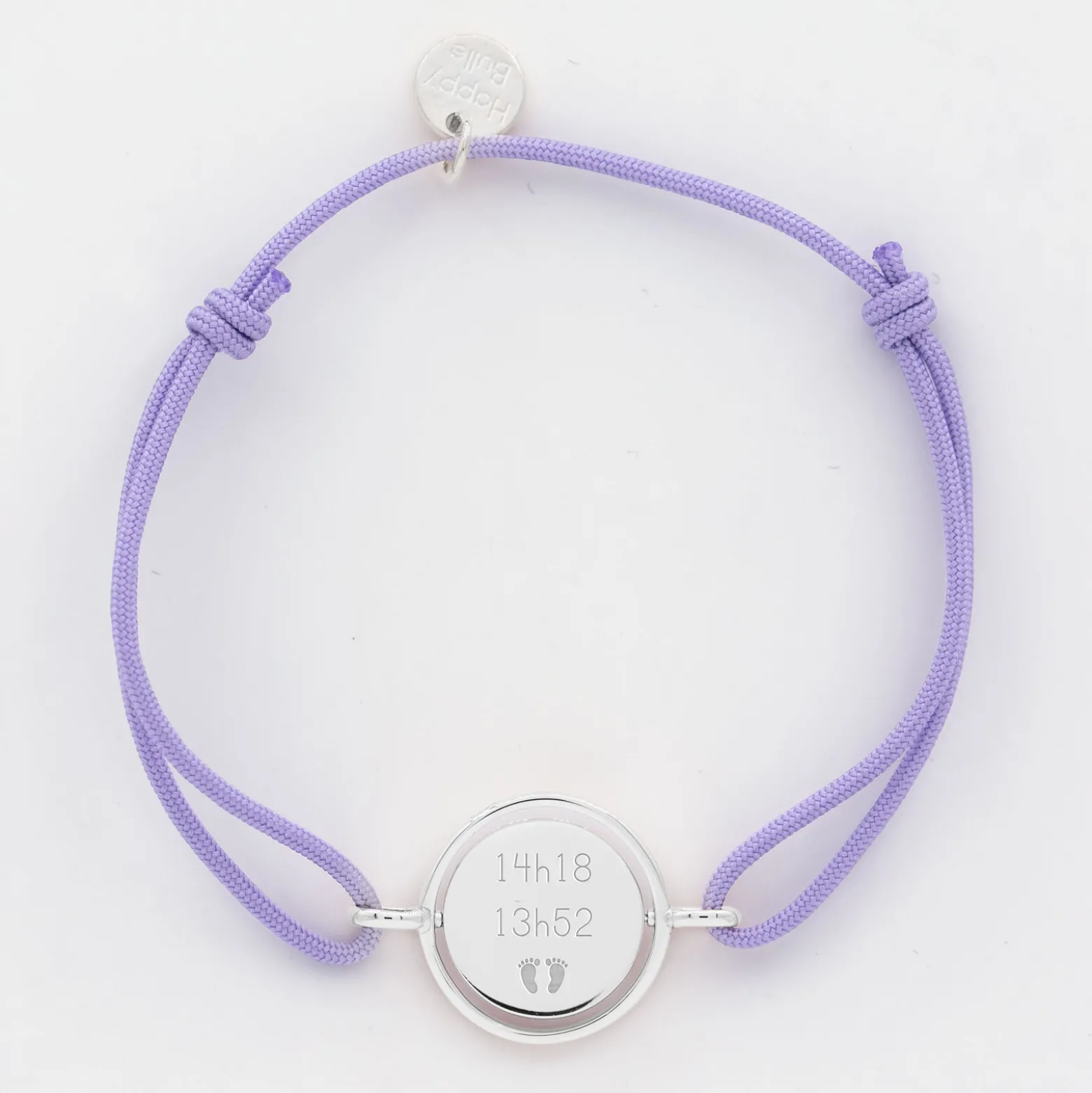 Bracelet personnalisé cordon médaille réversible Eternelle gravée argent 2 trous 16 mm