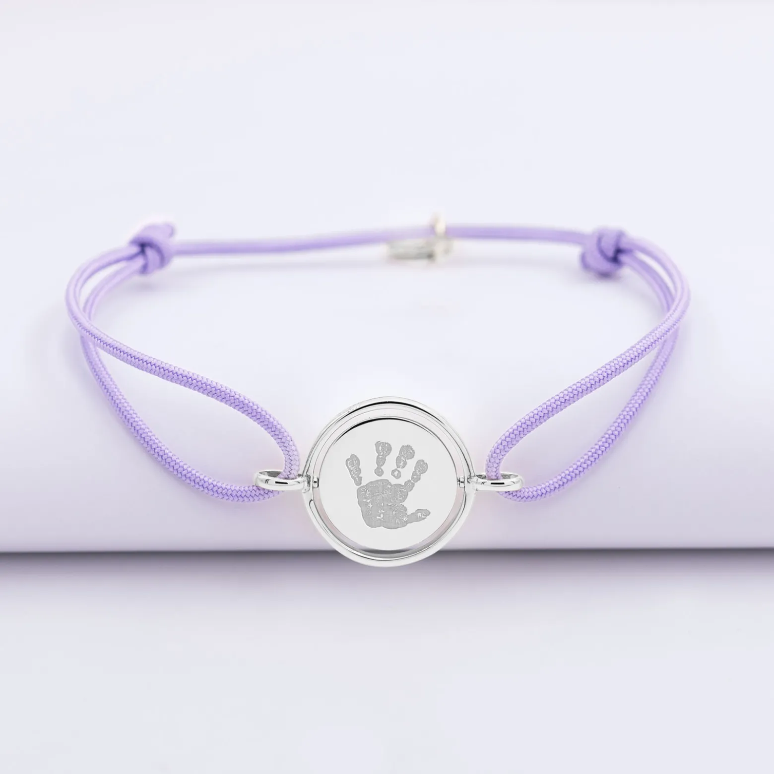 Bracelet personnalisé cordon médaille réversible Eternelle gravée argent 2 trous 16 mm