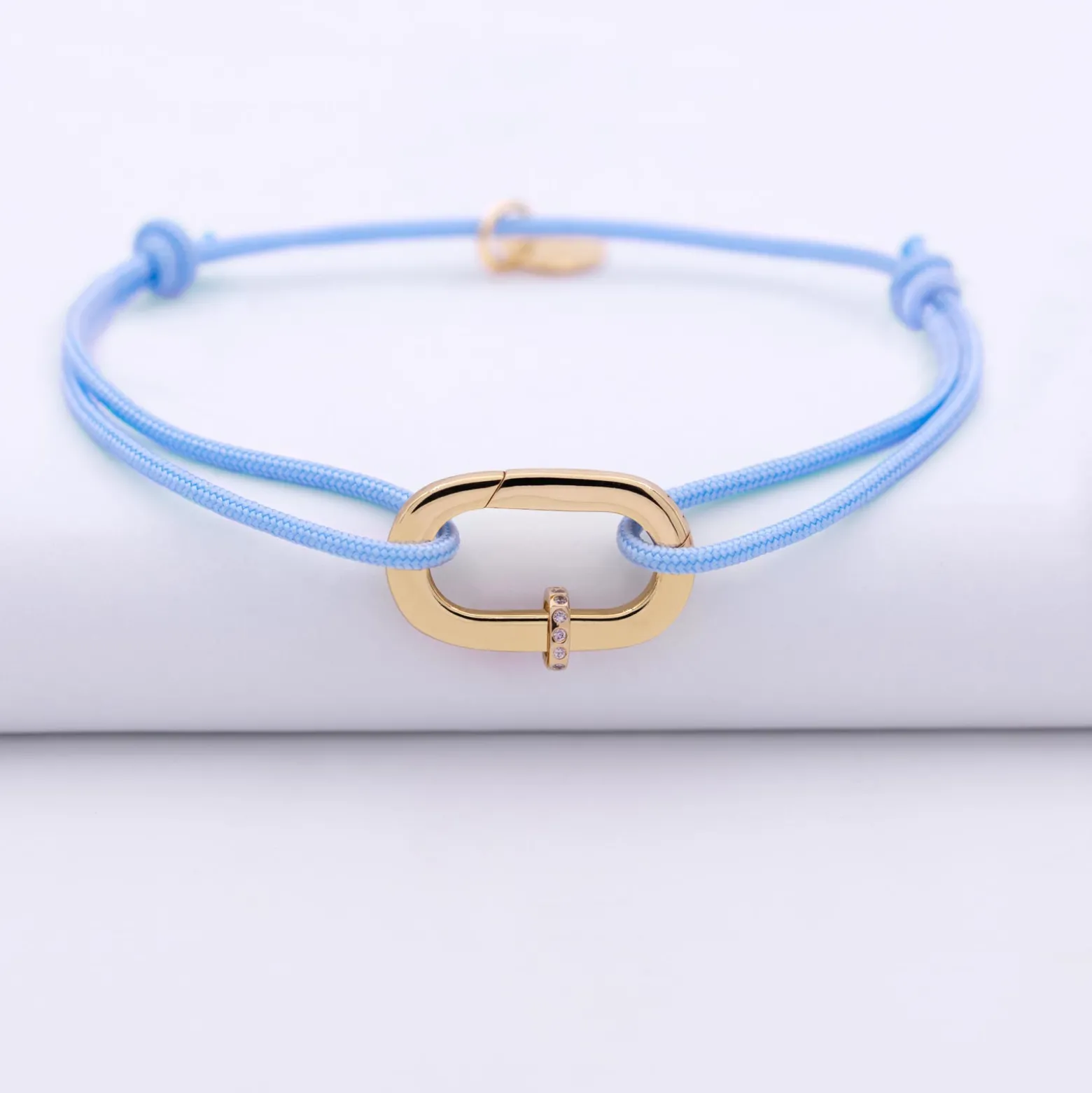 Bracelet personnalisé cordon collection Chapitre mousqueton 11x19 mm plaqué or - à composer