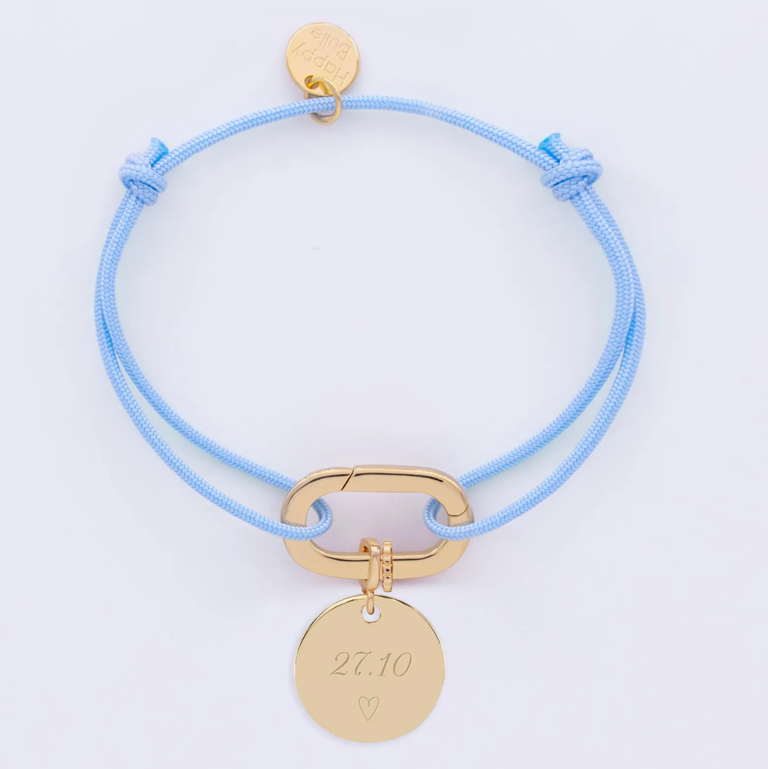 Bracelet personnalisé cordon collection Chapitre mousqueton 11x19 mm plaqué or - à composer