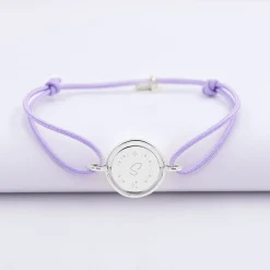 Bracelet personnalisé cordon médaille réversible Eternelle gravée argent 2 trous 16 mm - HappyBulle x Capucine