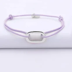 Bracelet personnalisé cordon collection Chapitre mousqueton 11x19 mm argent - à composer