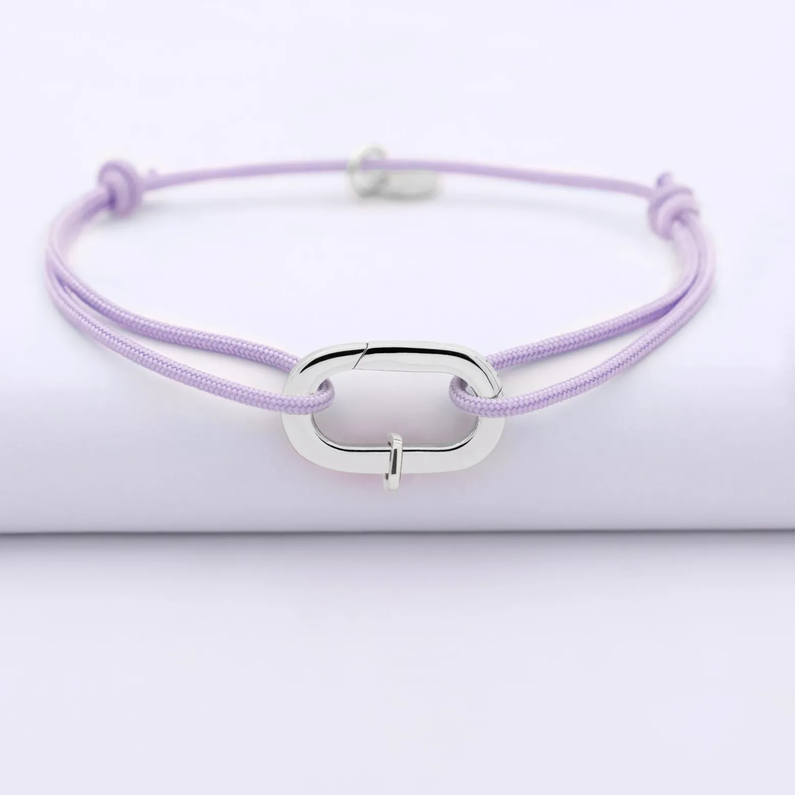 Bracelet personnalisé cordon collection Chapitre mousqueton 11x19 mm argent - à composer