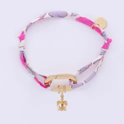 Bracelet personnalisé cordon Liberty collection Chapitre mousqueton 11x19 mm plaqué or - à composer