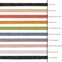 Bracelet personnalisé cordon pailleté médaille gravée plaqué or 15 mm