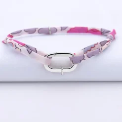 Bracelet personnalisé cordon Liberty collection Chapitre mousqueton 11x19 mm argent - à composer