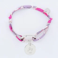 Bracelet personnalisé cordon Liberty collection Chapitre mousqueton 11x19 mm argent - à composer