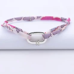 Bracelet personnalisé cordon Liberty collection Chapitre mousqueton 11x19 mm argent - à composer