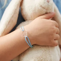 Bracelet personnalisé enfant médaille gravée acrylique nuage 2 trous 20x14 mm
