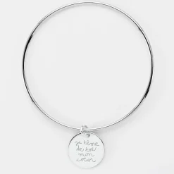 Bracelet personnalisé jonc argent médaille gravée 19 mm