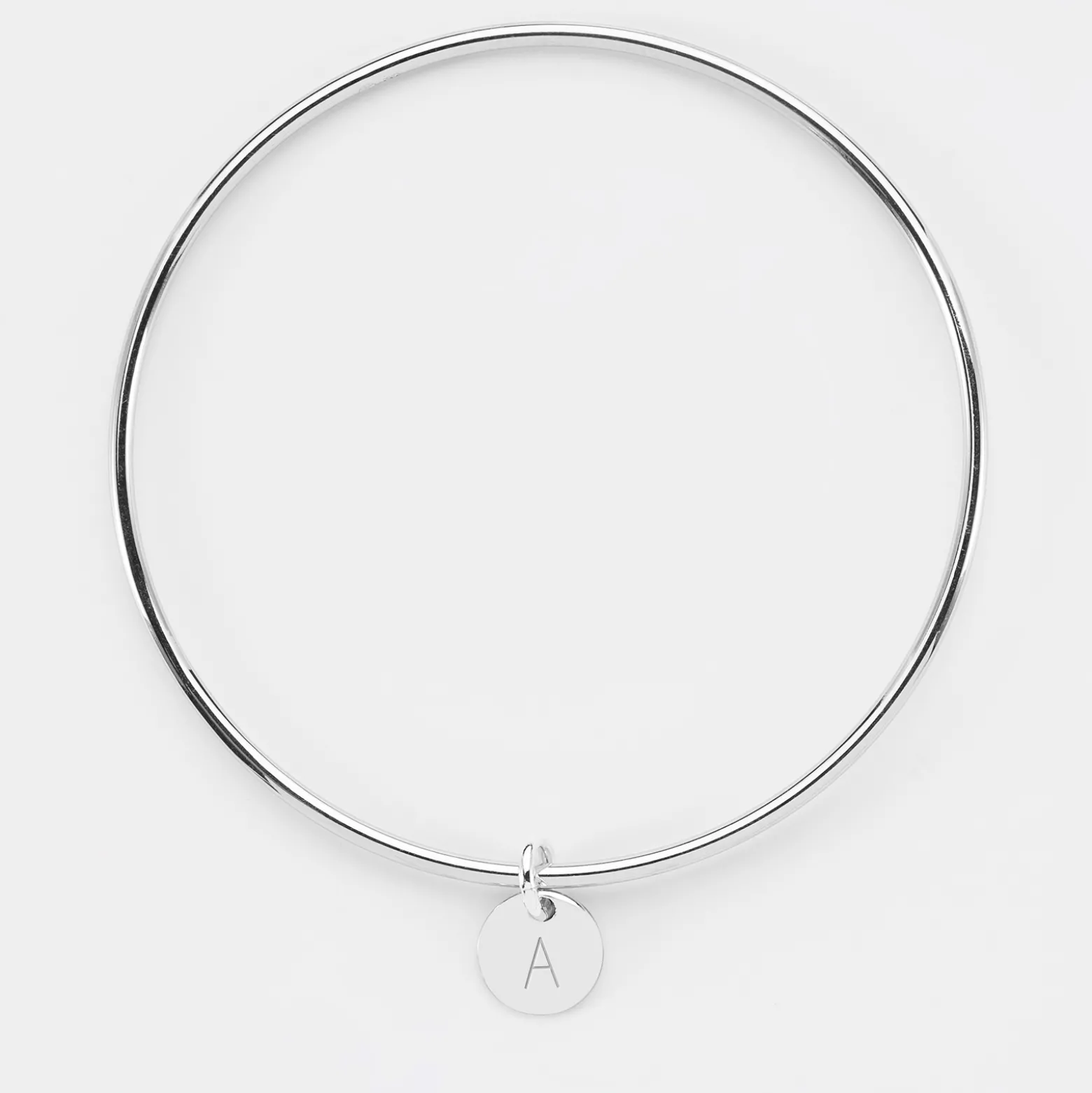 Bracelet personnalisé jonc argent médaille gravée initiale 10 mm