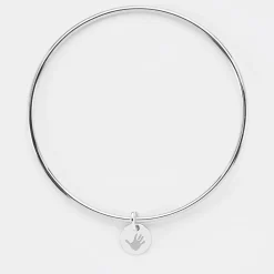 Bracelet personnalisé jonc argent médaille gravée initiale 10 mm