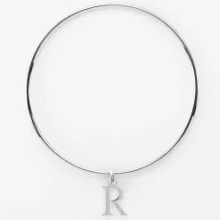 Bracelet personnalisé jonc argent médaille initiale 14 mm