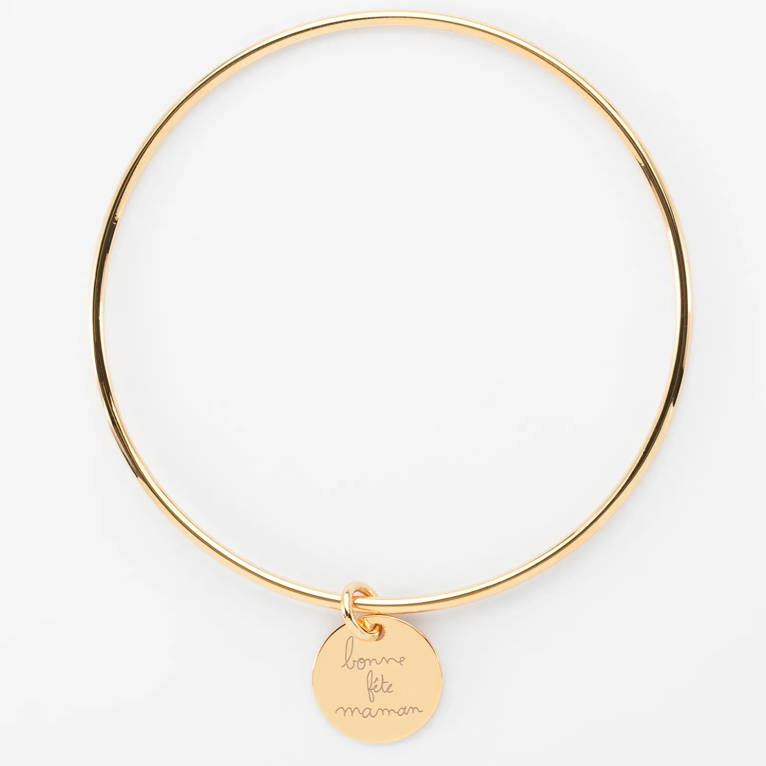 Bracelet personnalisé jonc plaqué or médaille gravée 15 mm