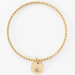 Bracelet personnalisé jonc torsadé plaqué or médaille gravée 15 mm