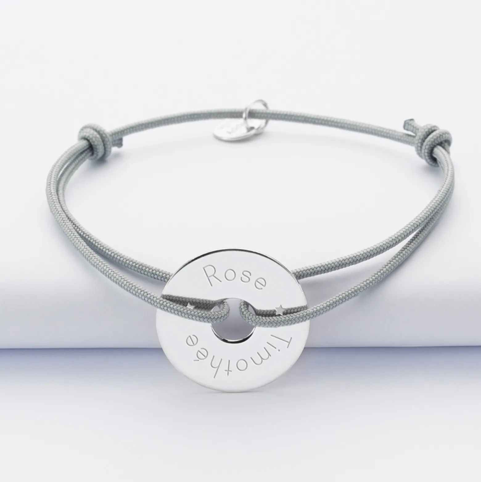 Bracelet personnalisé médaille gravée argent cible 20mm - Nos petits imparfaits