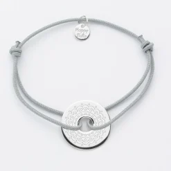 Bracelet personnalisé médaille gravée argent cible 20mm - Nos petits imparfaits
