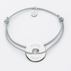 Bracelet personnalisé médaille gravée argent cible 20mm - Nos petits imparfaits