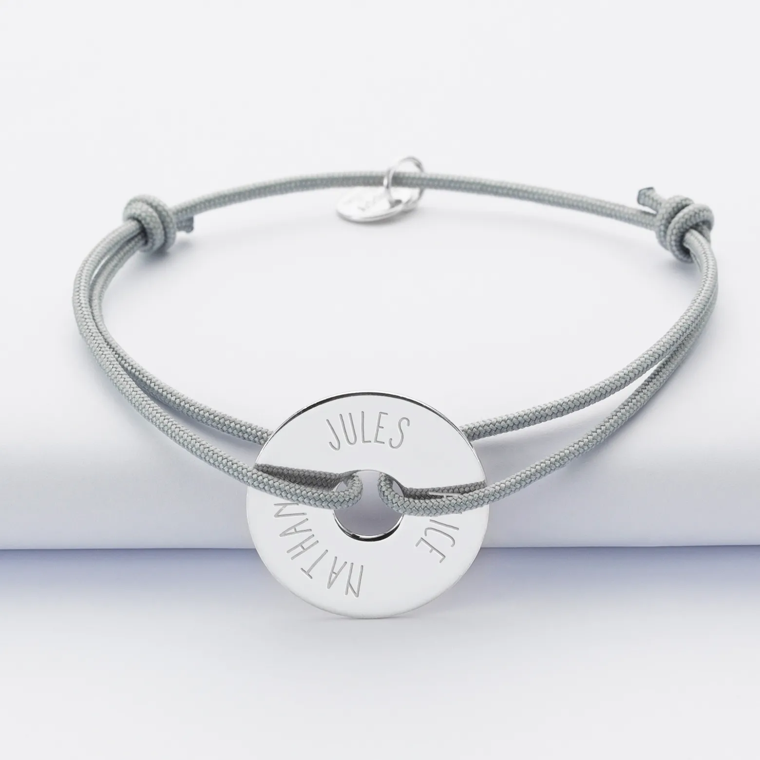 Bracelet personnalisé médaille gravée argent cible 20mm