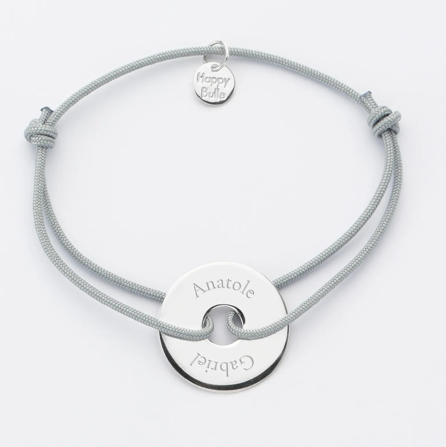 Bracelet personnalisé médaille gravée argent cible 20mm