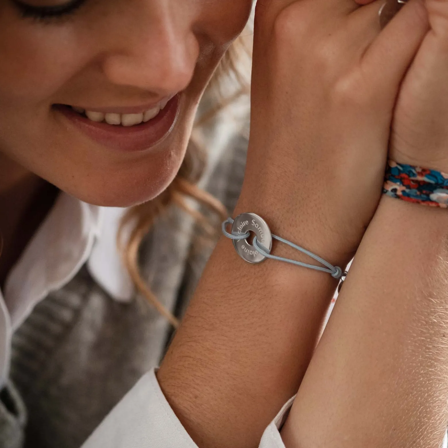 Bracelet personnalisé médaille gravée argent cible 20mm